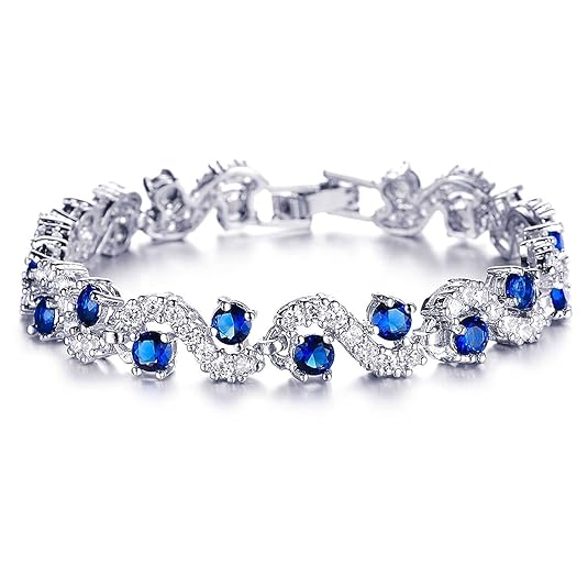1-67.jpg Royal Blue Crystal CZ Silver Plated Stylish Bracelet - Image 1