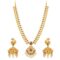 Gold Plated Floral Peacock Long Haram Necklace Set - Image 3