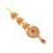 Gold Plated Traditional Green & Ruby Crystals Embellished Floral Designer Matte Finish Ethnic Maang Tikka - Image 4