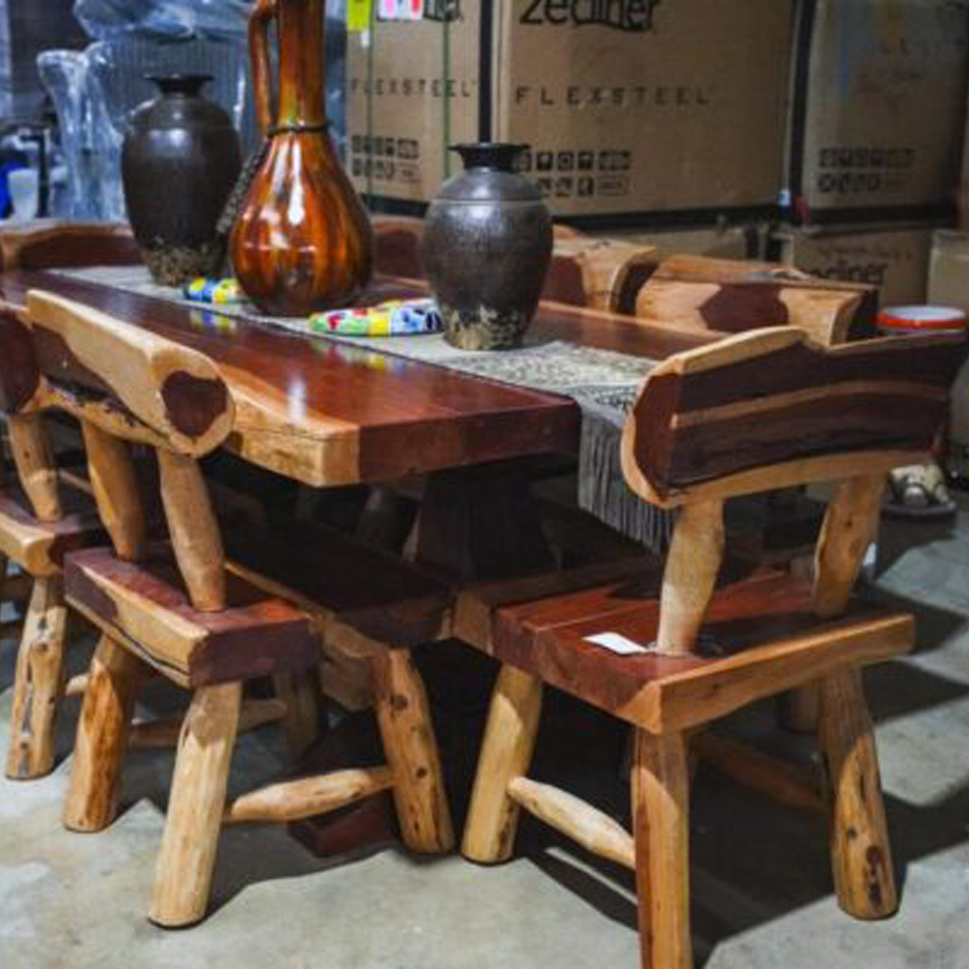 Cedar Live Edge 7' dining set with eight chairs Cedar Live Edge 7' dining set with eight chairs - Image 1