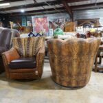 Cazadores Axis Hide Croc Leather Swivel Glider Chairs