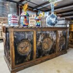 Triple star dark brindle cowhide executive desk