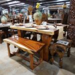 Parota Counter height table with two benches 60"