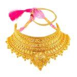 24ct Gold Plated Brass Bridal Wedding Choker Necklace Set with Earrings